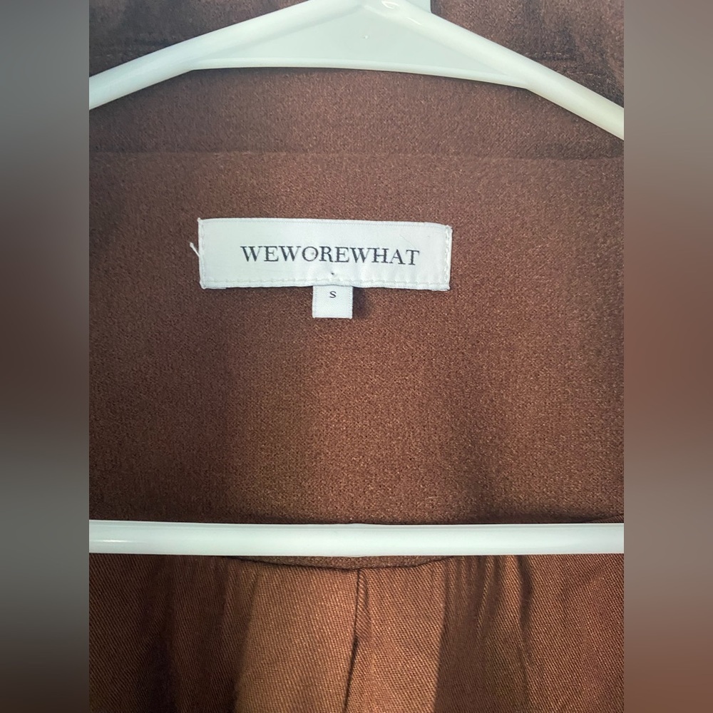 We Wore what Chocolate Brown Oversized Dropped Shoulder Faux Wool Jacket Coat - Picture 8 of 10
